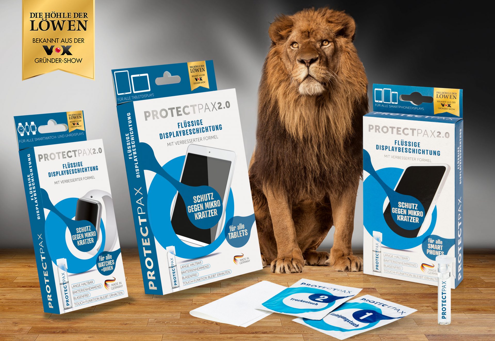 Verpackungsdesign Malvega - Referenz: Displayschutzfolie aus Die Höhle der Löwen